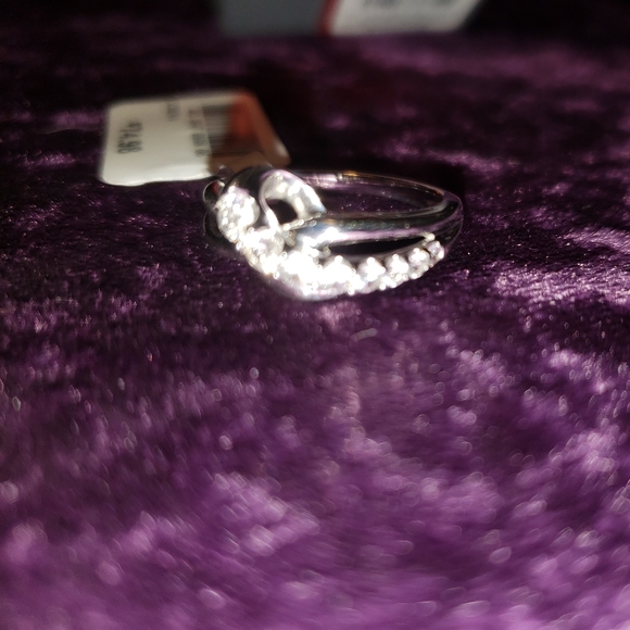 Solid Sterling Silver with Lab Created White Sapphires - Picture 4 of 6